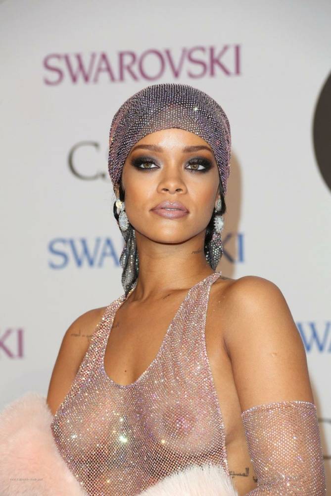 Rihanna Nude Sheer Sequin Dress Nip Slip Leaked - #9