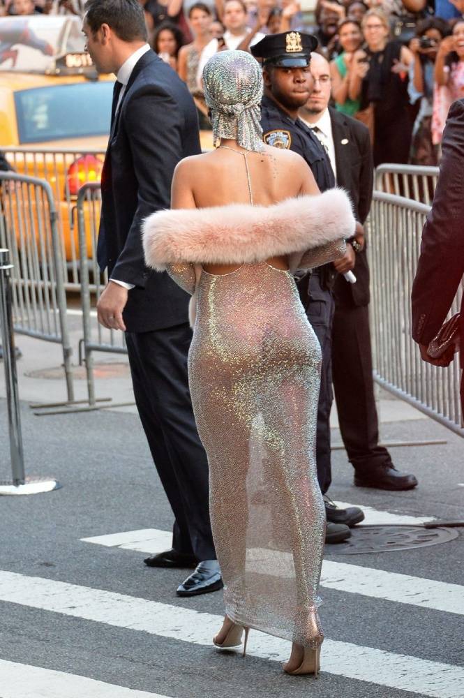 Rihanna Nude Sheer Sequin Dress Nip Slip Leaked - #16