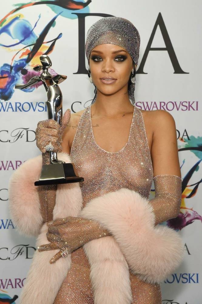 Rihanna Nude Sheer Sequin Dress Nip Slip Leaked - #14