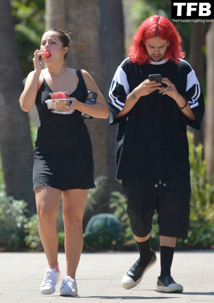 Addison Rae Indulges in Some Refreshing Watermelon While Out in a Tight Skirt with Her Boyfriend - #16