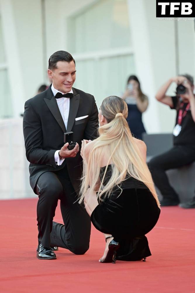 Alessandro Basciano Proposes to Sophie Codegoni During 1CThe Son 1D Red Carpet at the 79th Venice International Film Festival - #56