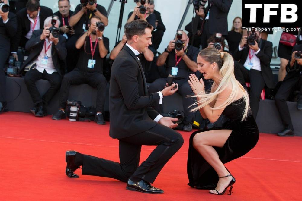 Alessandro Basciano Proposes to Sophie Codegoni During 1CThe Son 1D Red Carpet at the 79th Venice International Film Festival - #41