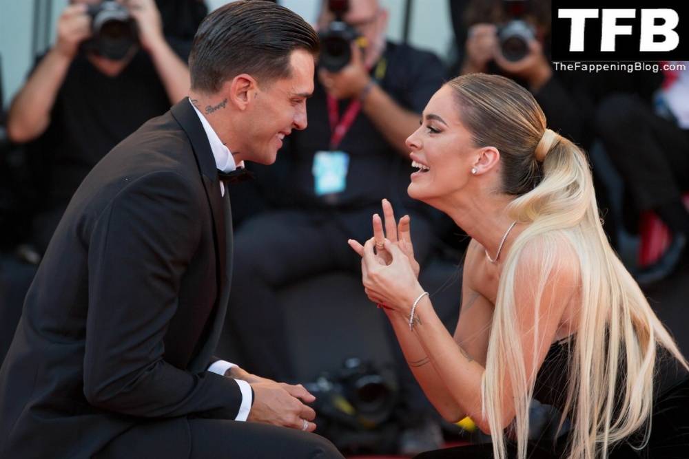 Alessandro Basciano Proposes to Sophie Codegoni During 1CThe Son 1D Red Carpet at the 79th Venice International Film Festival - #96