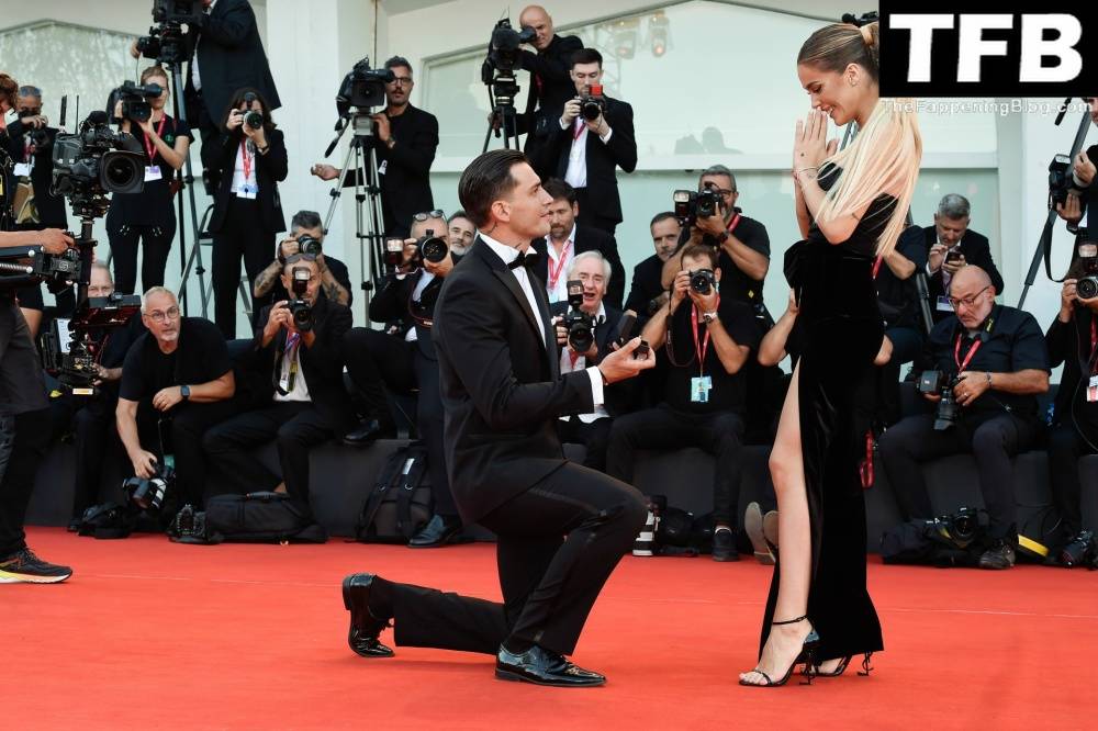Alessandro Basciano Proposes to Sophie Codegoni During 1CThe Son 1D Red Carpet at the 79th Venice International Film Festival - #18