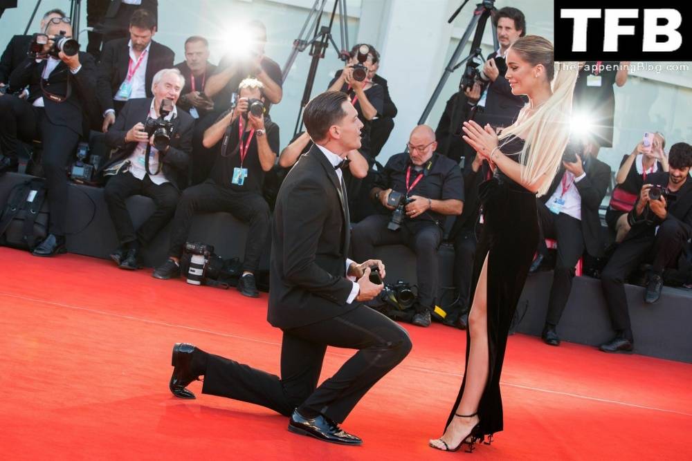 Alessandro Basciano Proposes to Sophie Codegoni During 1CThe Son 1D Red Carpet at the 79th Venice International Film Festival - #91