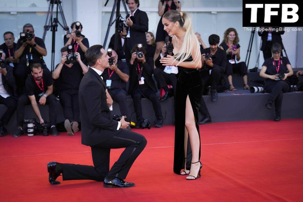 Alessandro Basciano Proposes to Sophie Codegoni During 1CThe Son 1D Red Carpet at the 79th Venice International Film Festival - #88