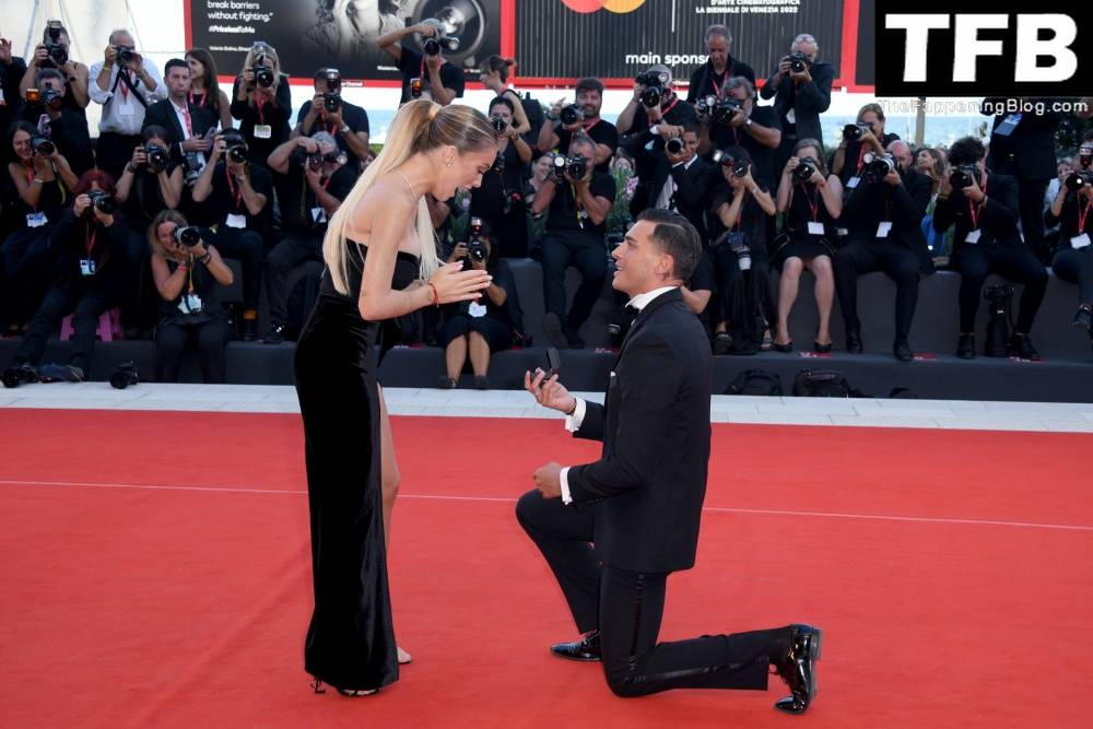 Alessandro Basciano Proposes to Sophie Codegoni During 1CThe Son 1D Red Carpet at the 79th Venice International Film Festival - #64