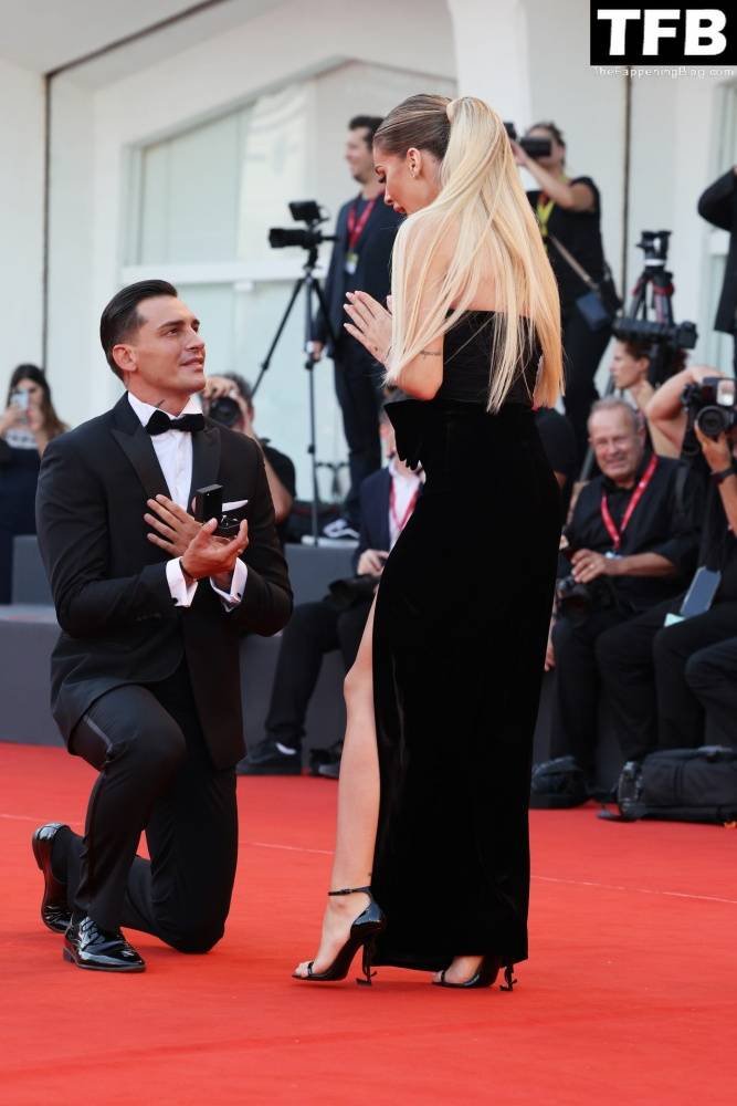 Alessandro Basciano Proposes to Sophie Codegoni During 1CThe Son 1D Red Carpet at the 79th Venice International Film Festival - #13