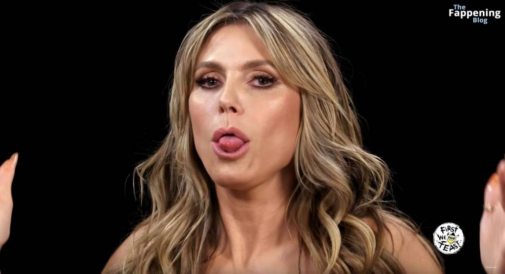 Heidi Klum Strips Down to Her Red Bra on Hot Ones (62 Pics + Video) - #23