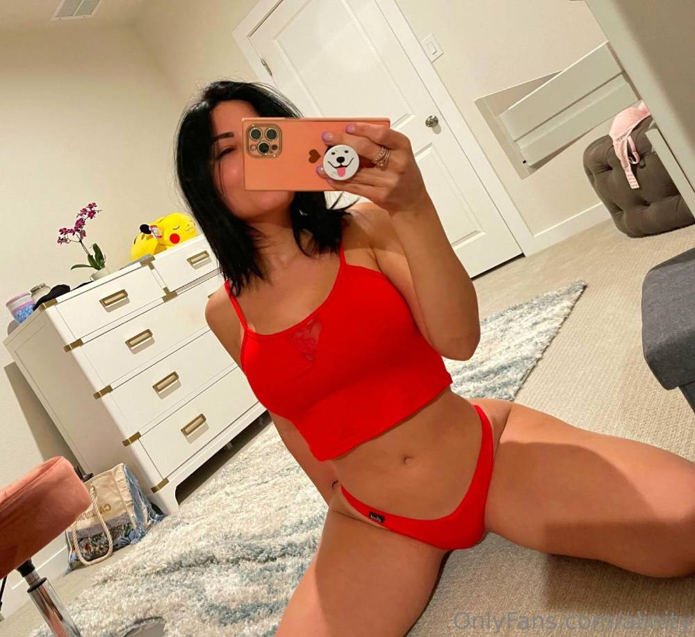 Alinity Braless Red Thong Mirror Selfies Onlyfans Set Leaked - #main
